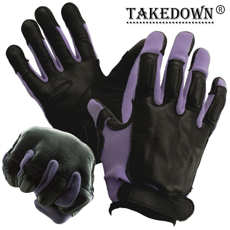 Takedown Purple Full Finger Sap Gloves w Steel Shot Knuckles