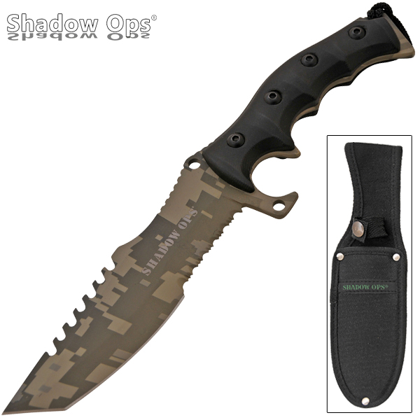11 inch Shadow Ops Military Combat Knife - Brown CLD222