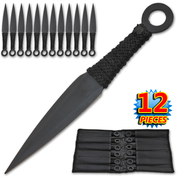 12 Piece Naruto Anime Throwing Knife Set With Case, Black