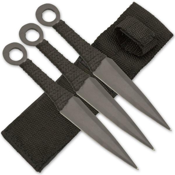 3 Piece Black Throwing Knife Set