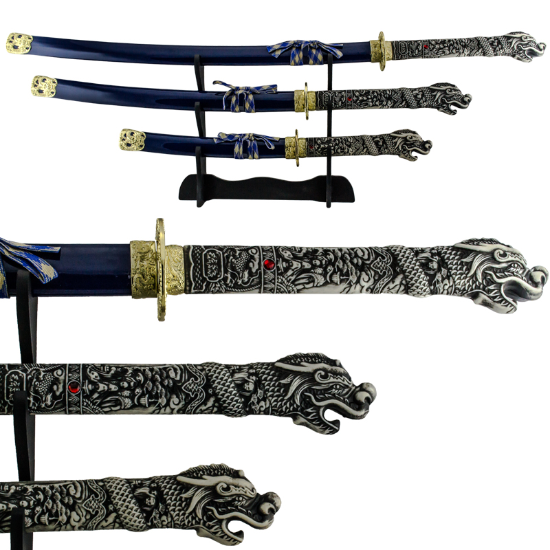 3 PC Samurai Dragon Katana Sword