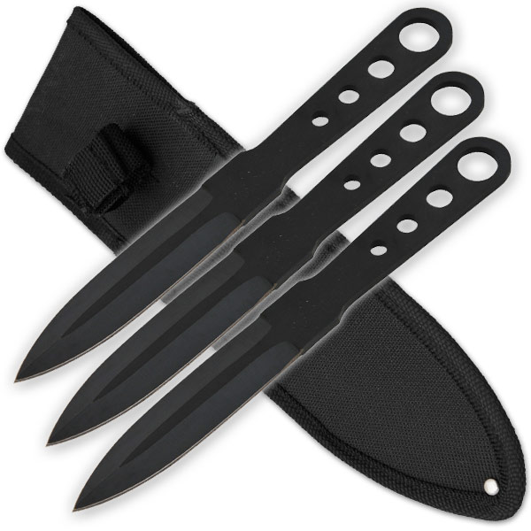 3 PCS 6 Inch Tiger Throwing Knives W/ Case- Black