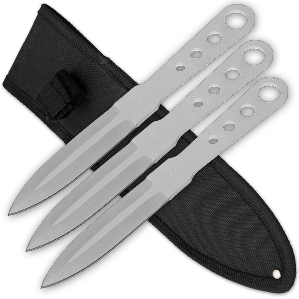 3 PCS 6 Inch Tiger Throwing Knives W/ Case- Silver