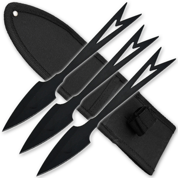 3 PCS 8 Inch Tiger Throwing Knives W/ Case- Black-2