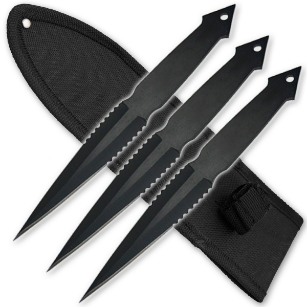 3 PCS 8 Inch Tiger Throwing Knives W/ Case- Black-3