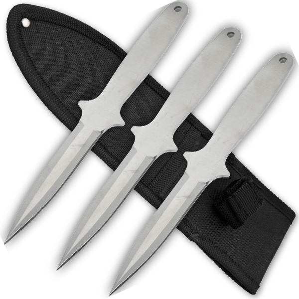 3 PCS 8 Inch Tiger Throwing Knives W/ Case- Silver-6