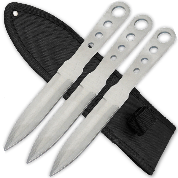 3 PCS 8 Inch Tiger Throwing Knives W/ Case- Silver