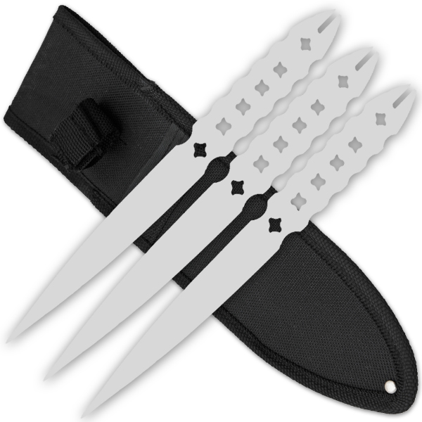 3 PCS 9 Inch Tiger Throwing Knives W/ Case - Silver-6
