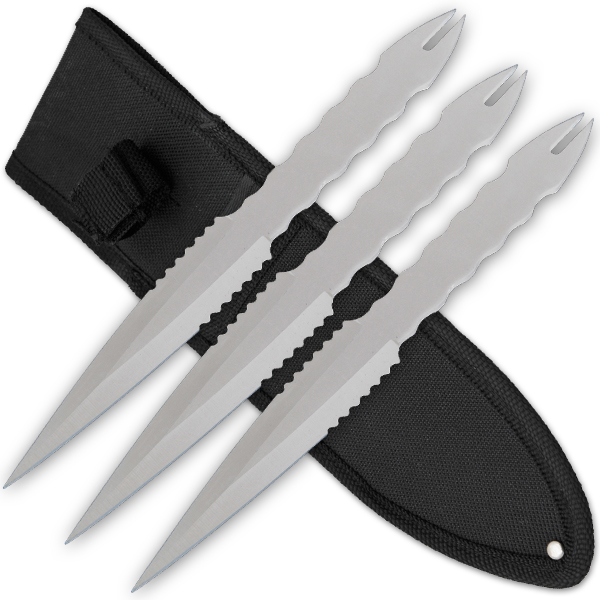 3 PCS 9 Inch Tiger Throwing Knives W/ Case - Silver