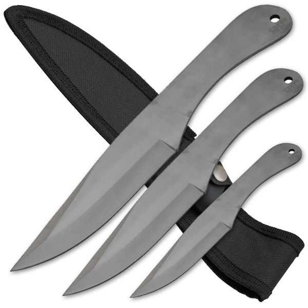 3 Piece Throwing Knife Set, Silver