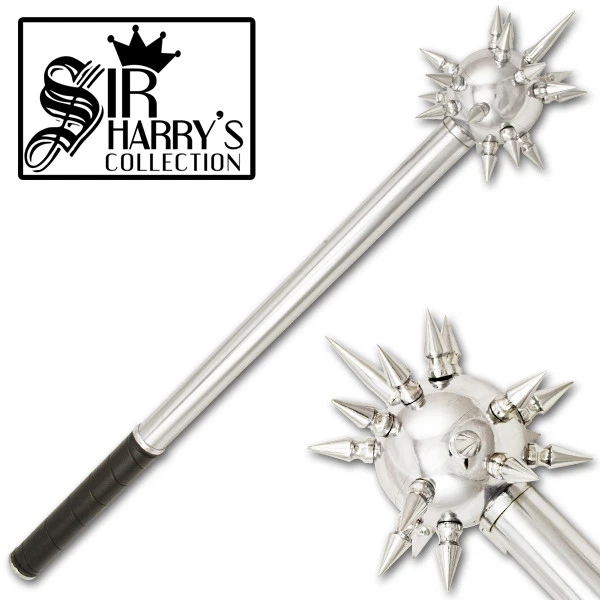 35 Inch Medieval Battle Med Mace Ball with Spikes Silver