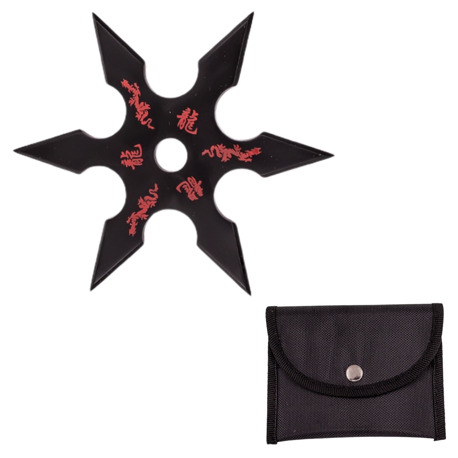 4 Inch 6 Point Throwing Star Ninja Shuriken 1   Black and Red