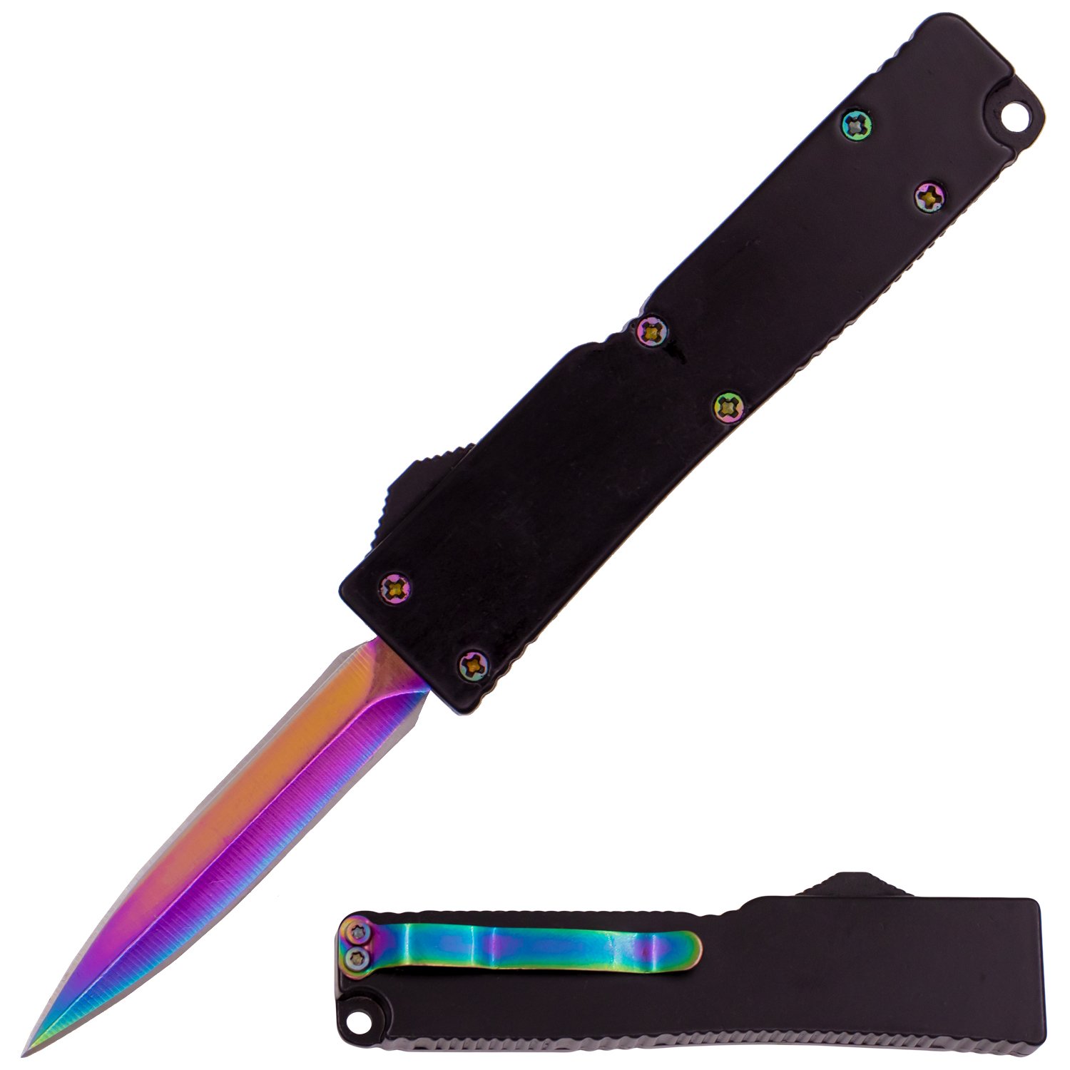 5 Inch OTF Automatic Knife Firecracker A1   Black Titanium