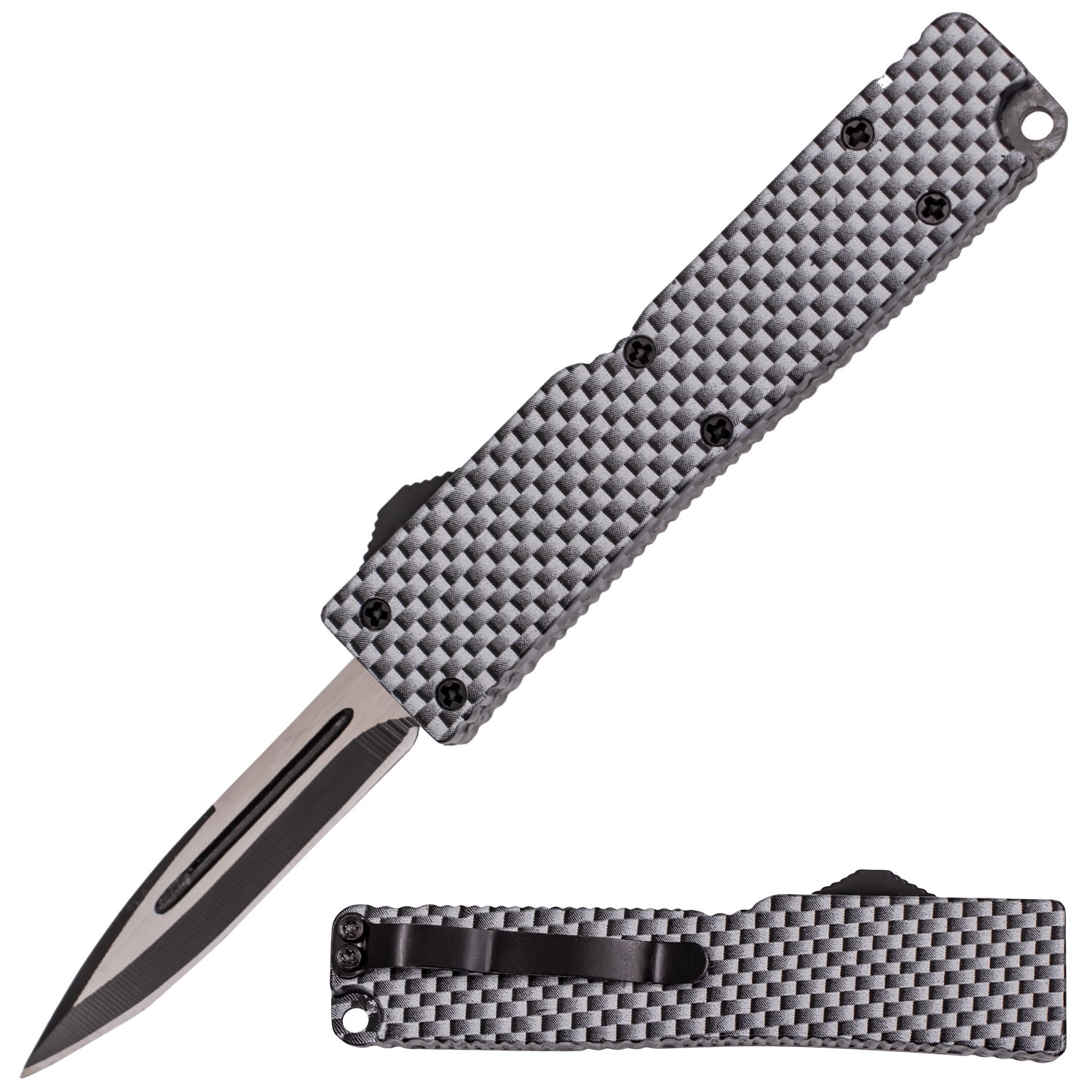 5 Inch OTF Automatic Knife Firecracker A1   Carbon Fiber