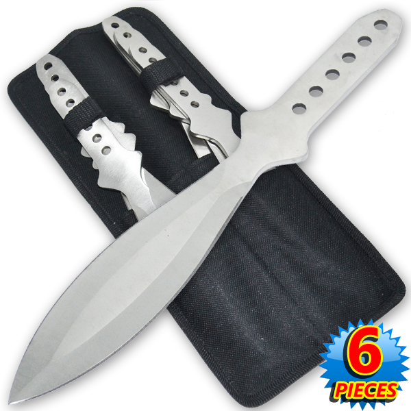 6.5 Inch 4 Oz Silver Tiger Thrower Throwing Knives (Set of 6)