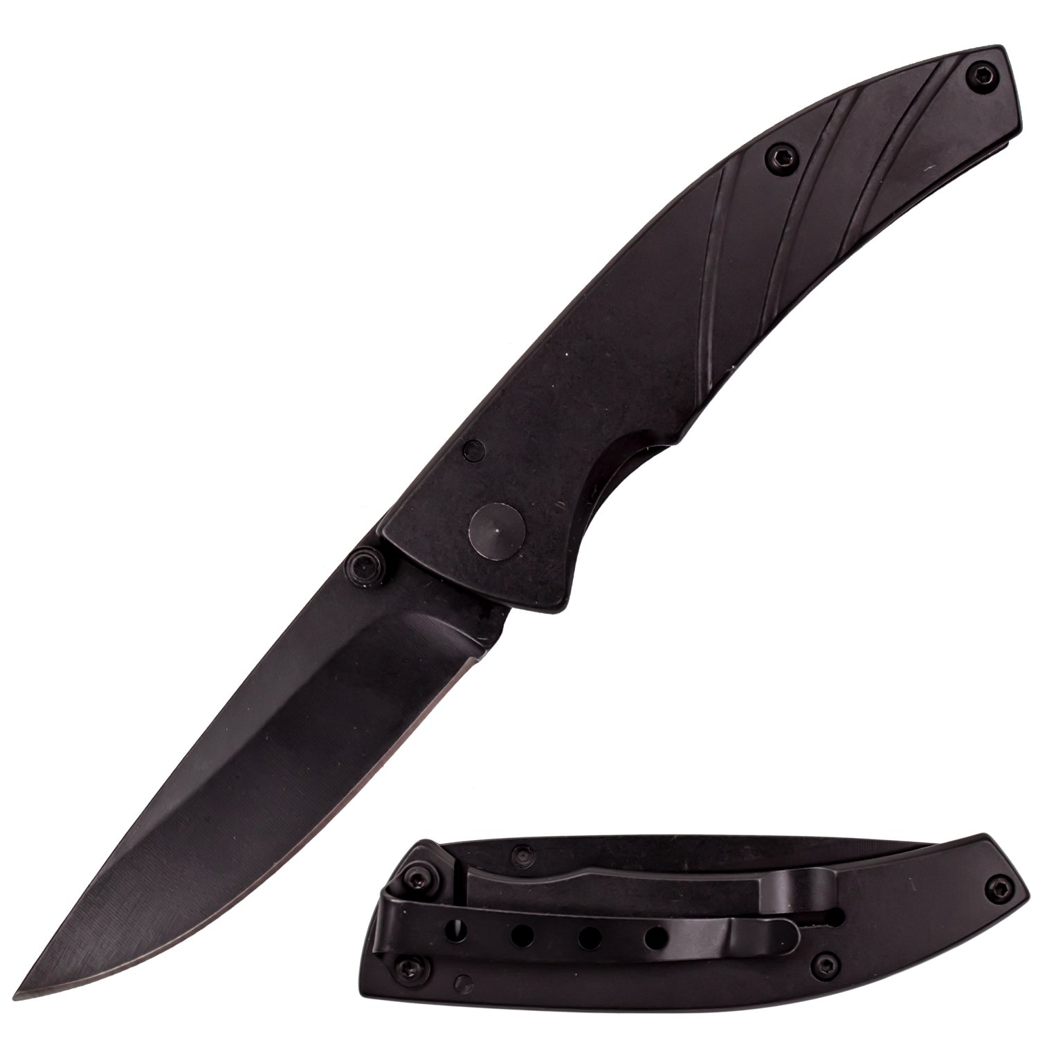 6 Inch MANUAL Folding Knife Black Matte Finish (Trinity Lines)