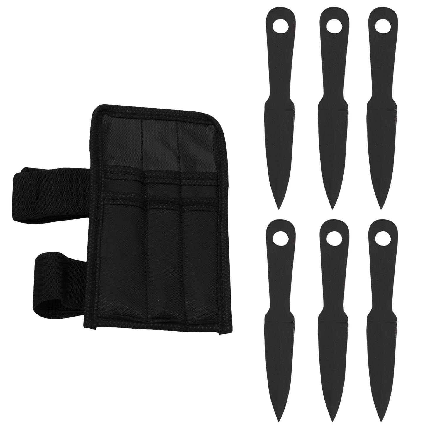 6 PC 4.5 inch Mini Throwing Knives W/ Wrist Carrying Case- Black