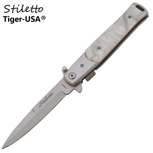 7.25 Inch Godfather Stiletto Style Folding Knife w/ Clip