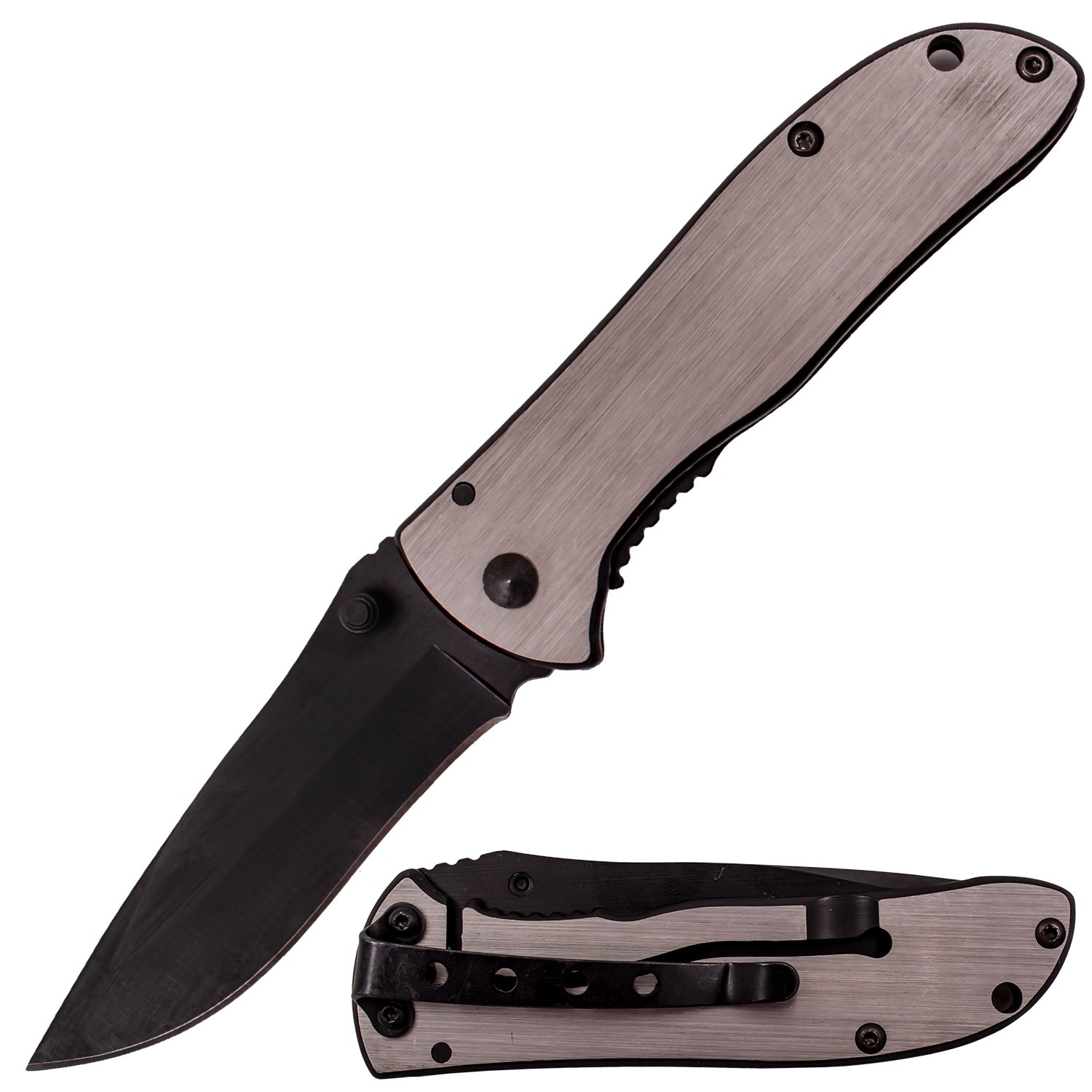 7 Inch MANUAL Folding Knife Silver (Stainless Steel Handle)