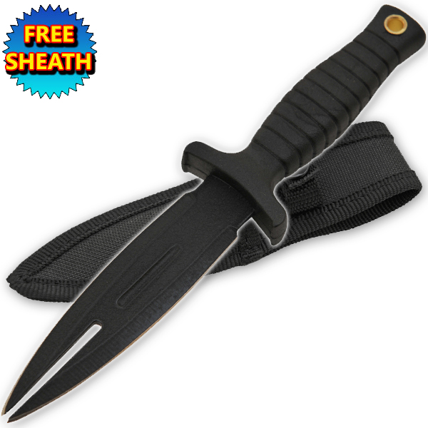7 Inch Dagger style Black blade Black handle Boot Knife Z-1038-BK