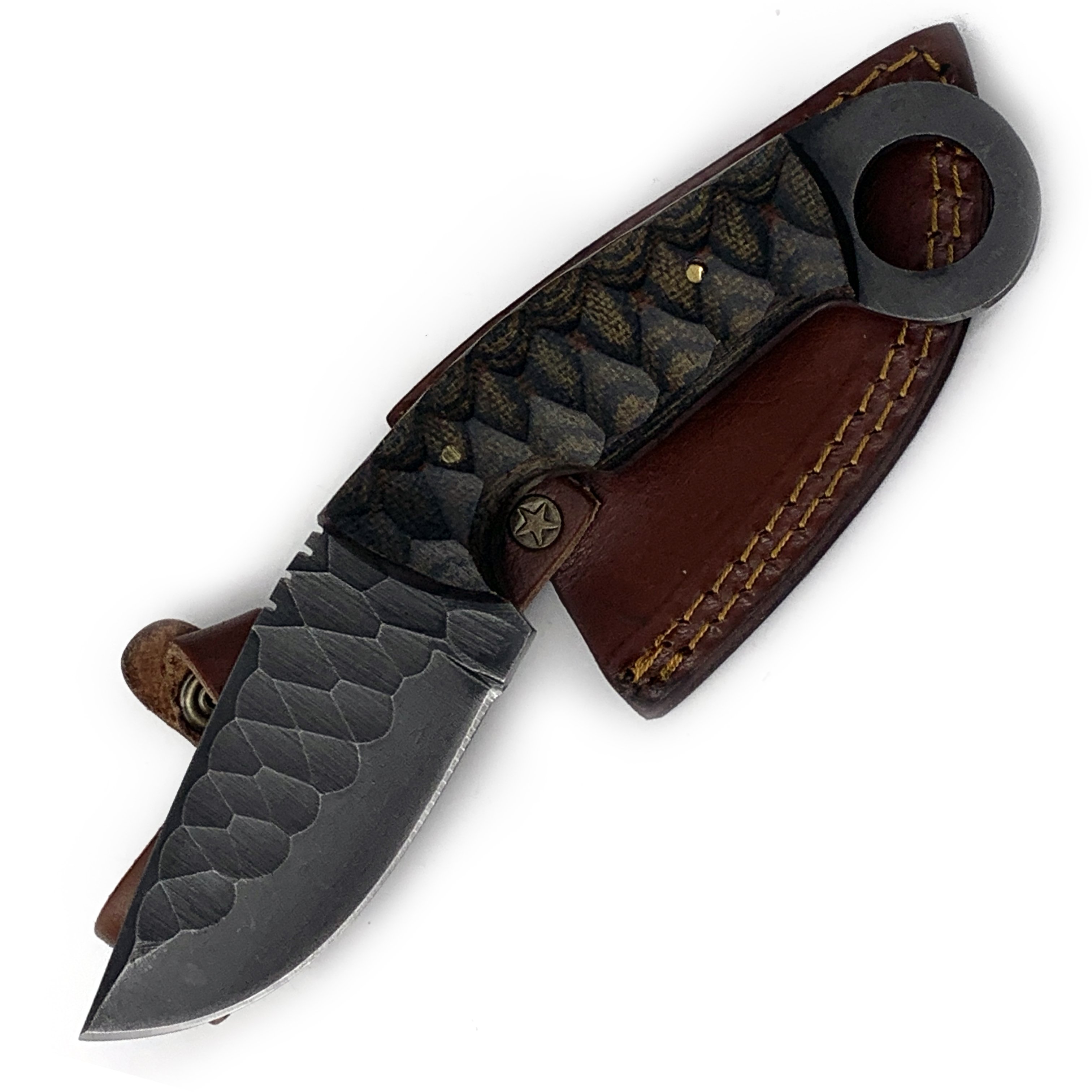 8 Inch 1095 High Carbon Steel Semi Karambit Knife W leather Case (Hand Made) Brown
