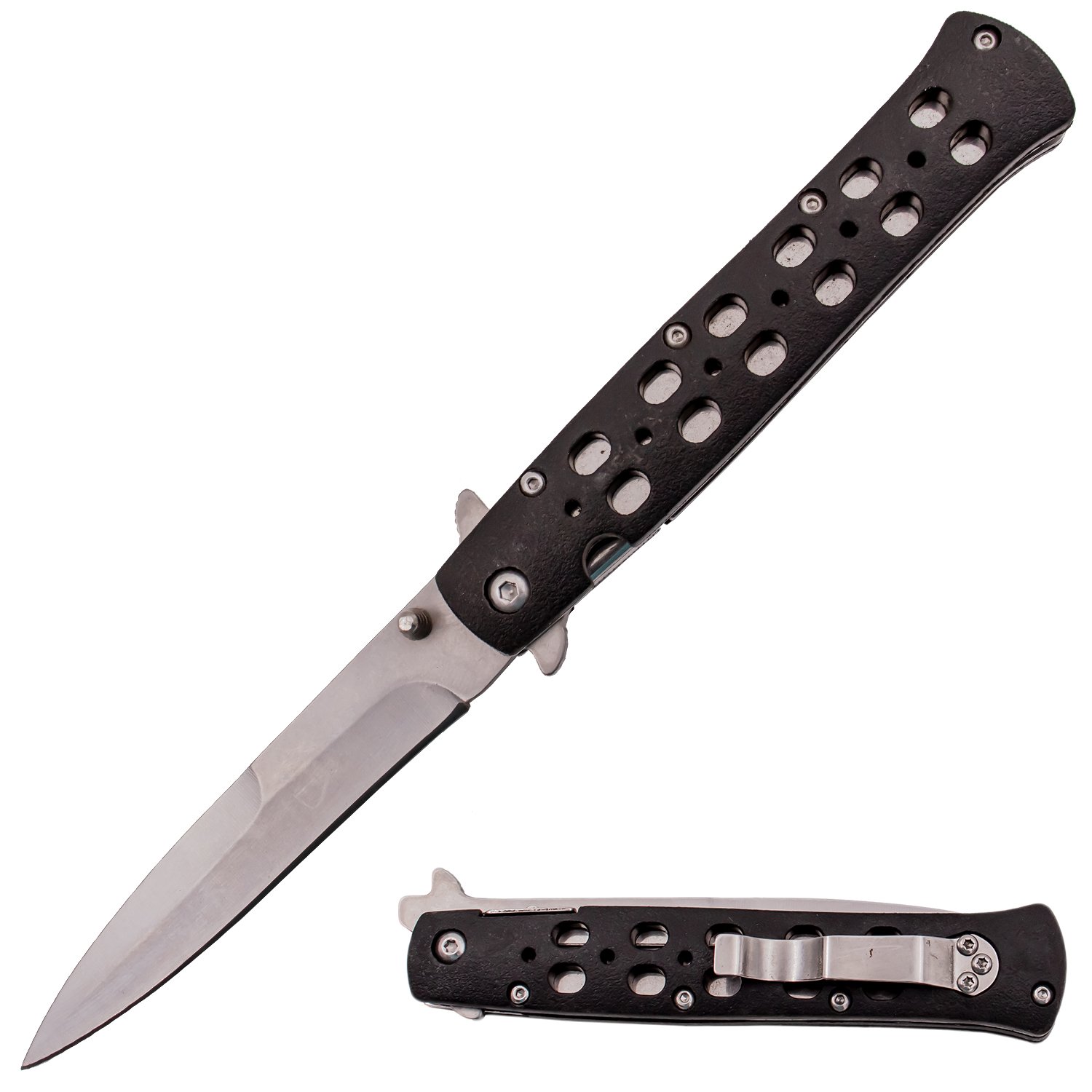 8.5 Inch MANUAL Stiletto Style Folding Knife ABS Handle
