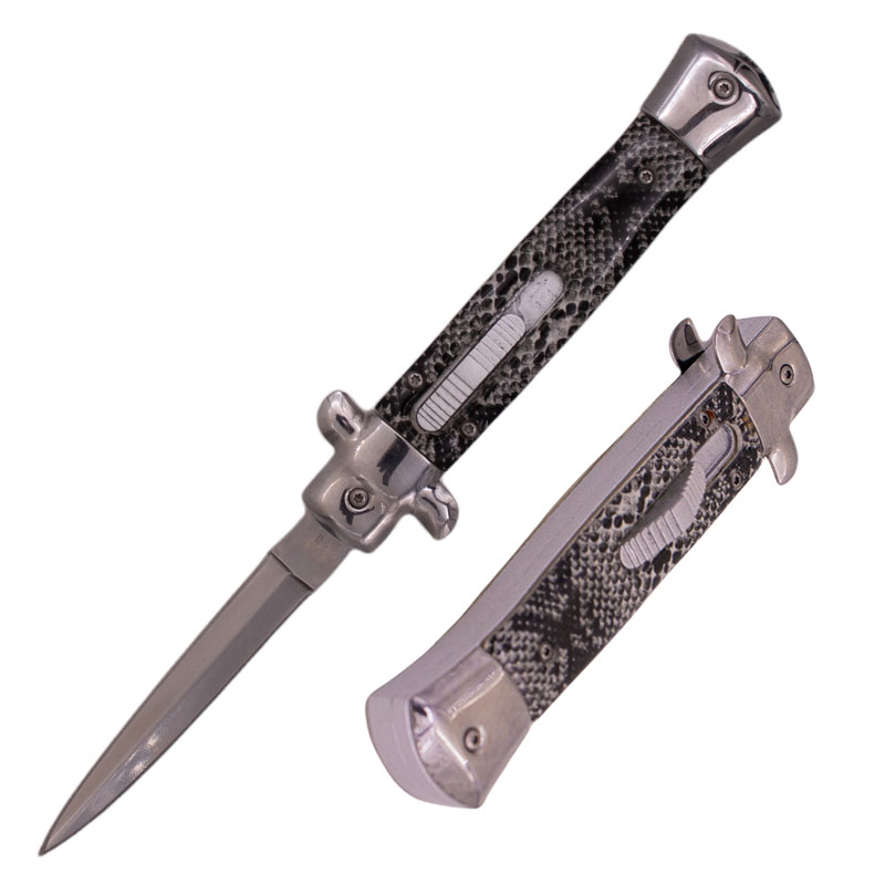 8.75 Inch Automatic OTF Switchblade Mini Mob Monster Snake Skin