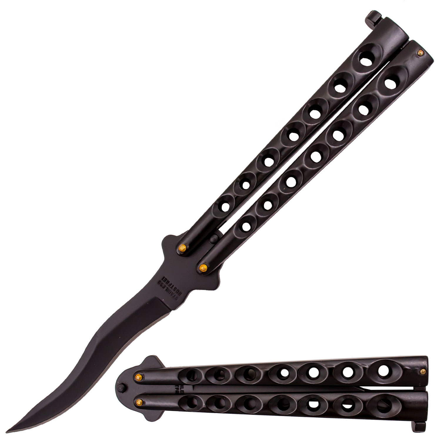 8.8 Inch Kriss Blade Butterfly Knife (Black)