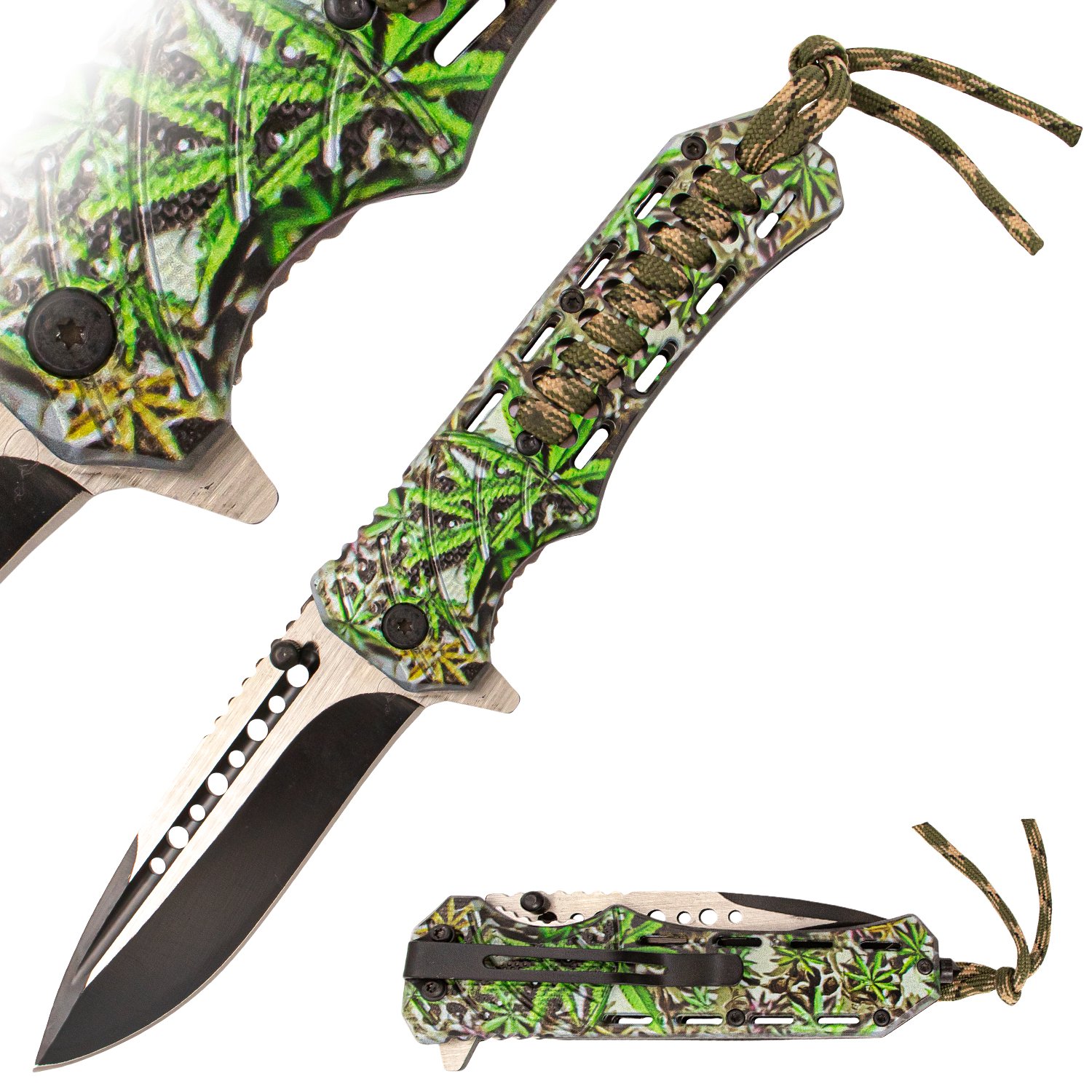 9 Inch Spring Assisted Maryjane Paracord Tactical Knife DP