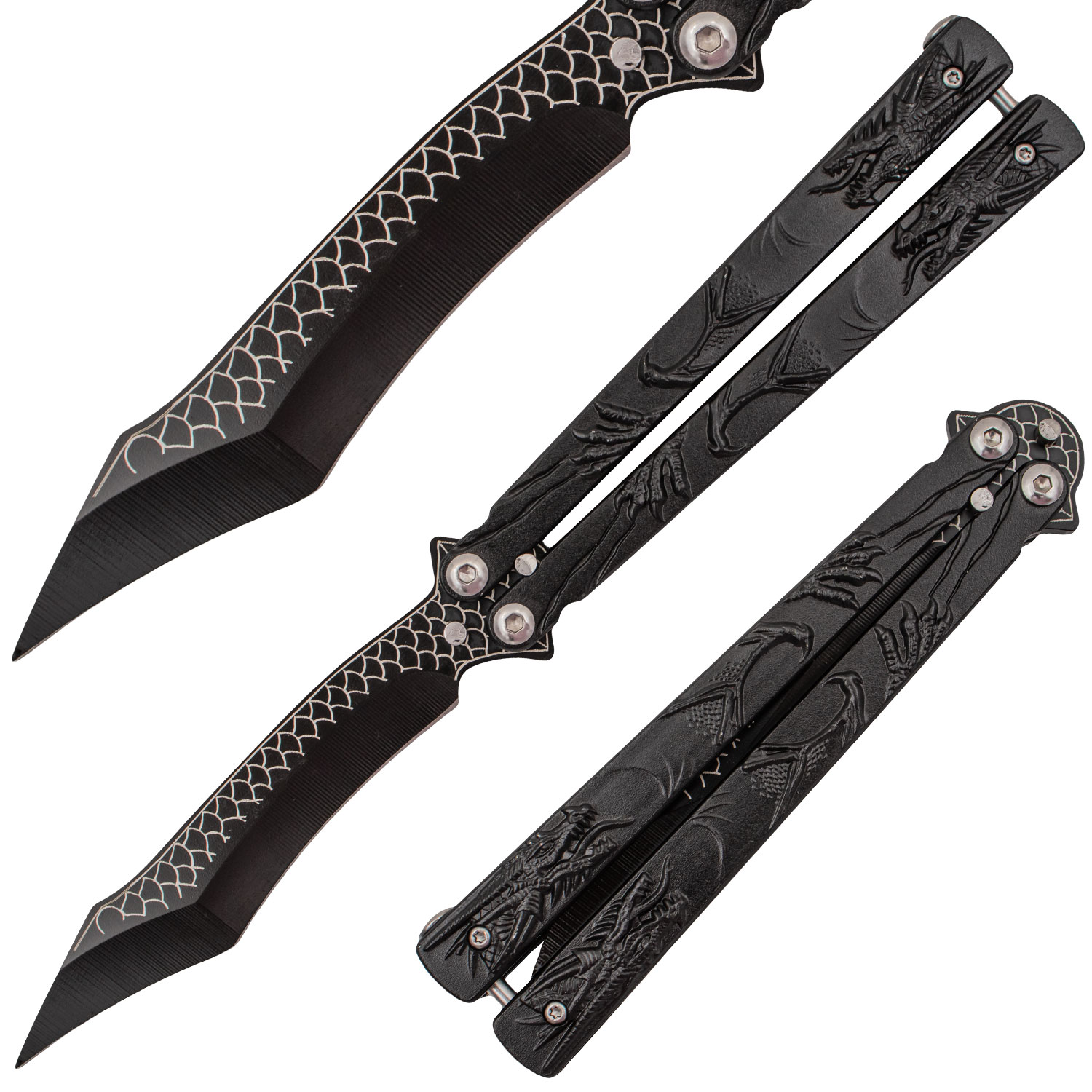 9.25 Inch Splinter The Dragon Balisong Butterfly Knife Black