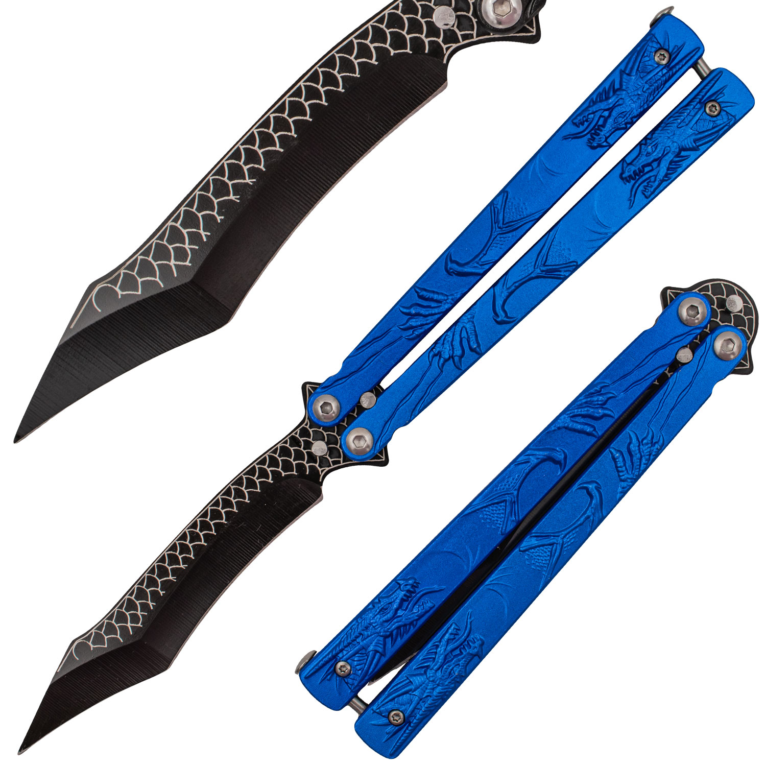 9.25 Inch Splinter The Dragon Balisong Butterfly Knife Blue