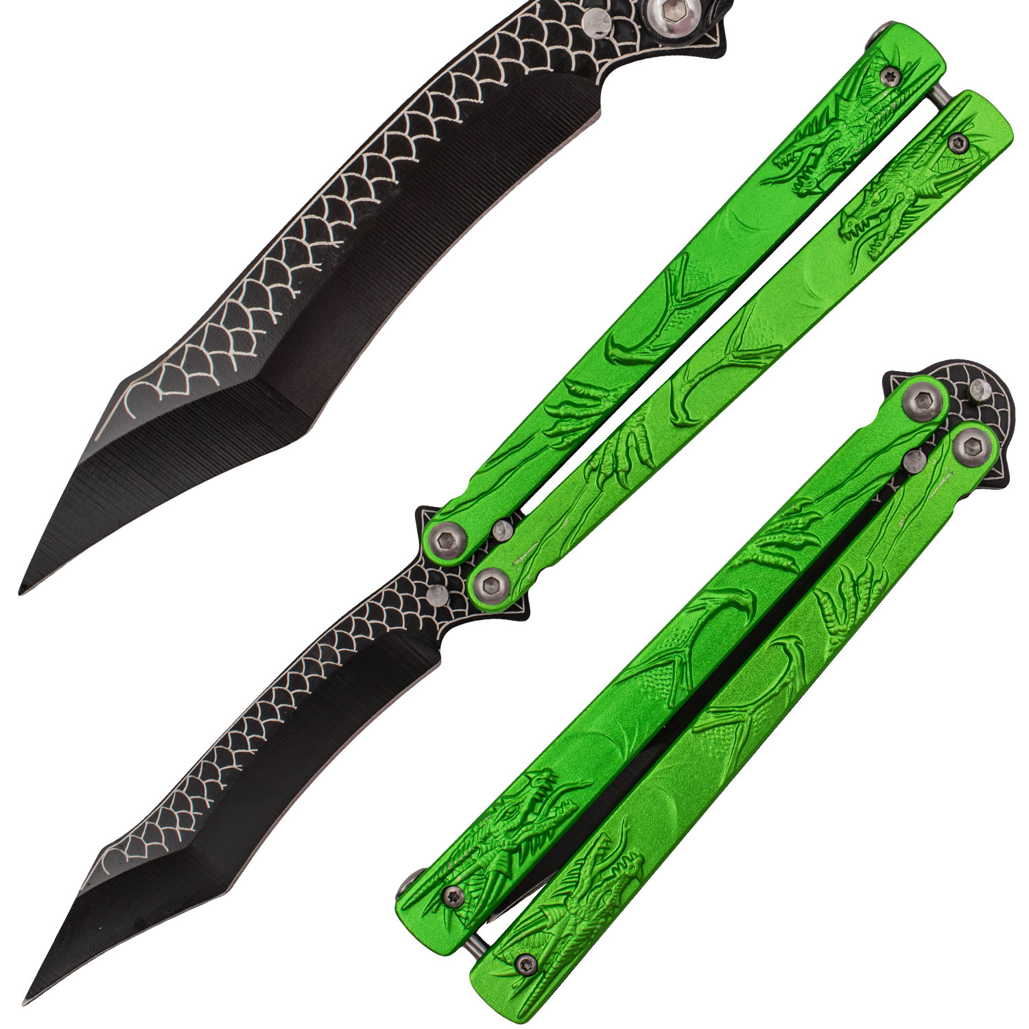 9.25 Inch Splinter The Dragon Balisong Butterfly Knife Green