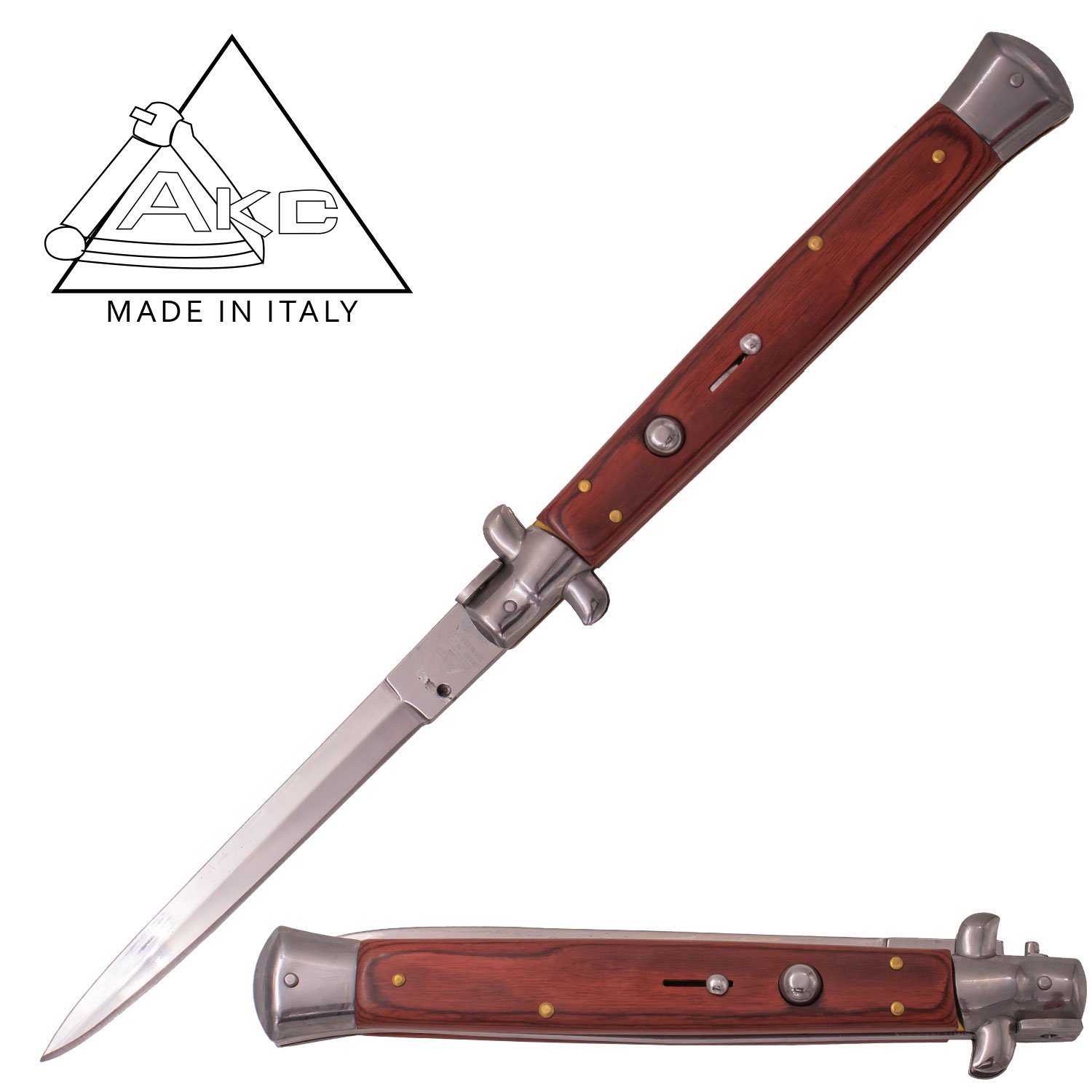 AKC 13 Inch Automatic Stiletto Italiano Button Push Knife (Rosewood)