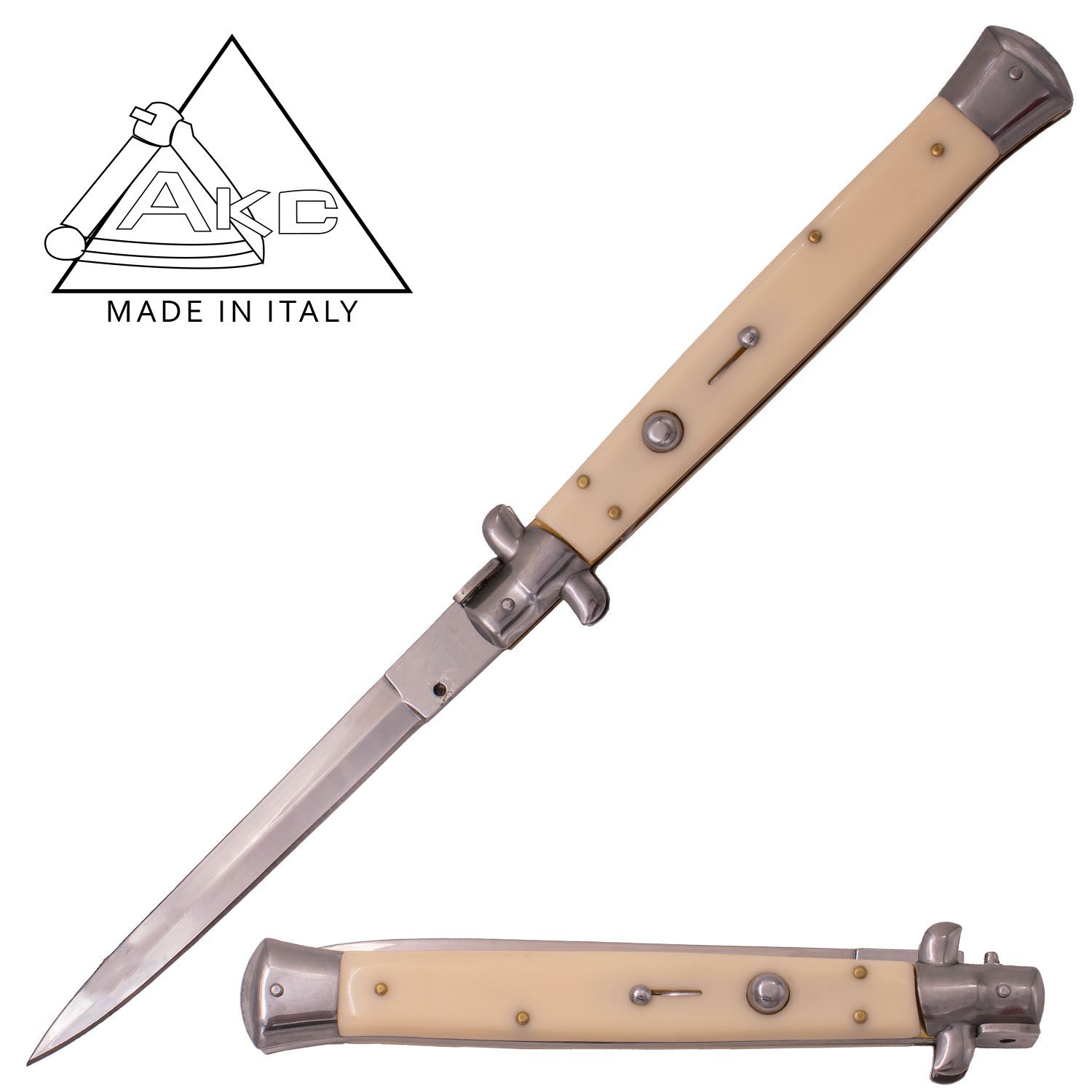 AKC 13 Inch Automatic Stiletto Italiano Button Push Knife (Wild Bone)