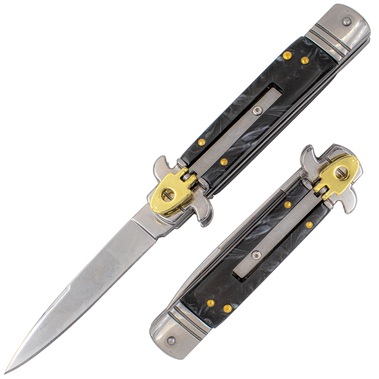 Black Leverletto Stiletto Automatic Knife