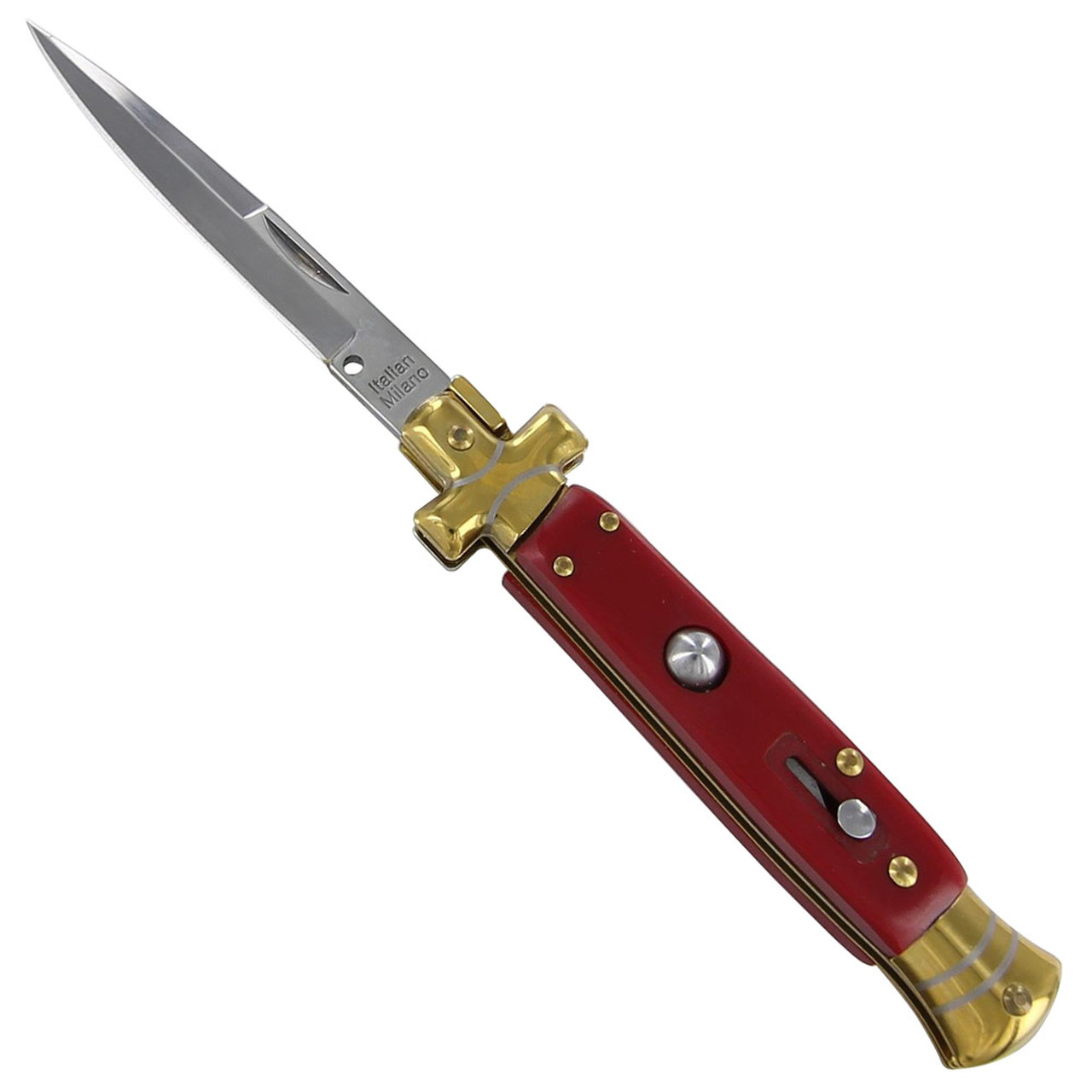 Automatic Sentinel Red Stiletto Knife Red ABS Plastic Handle