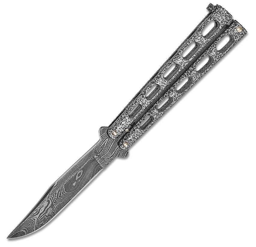 Bear and Son 114D Butterfly Knife Clip Point Blade Damascus Steel