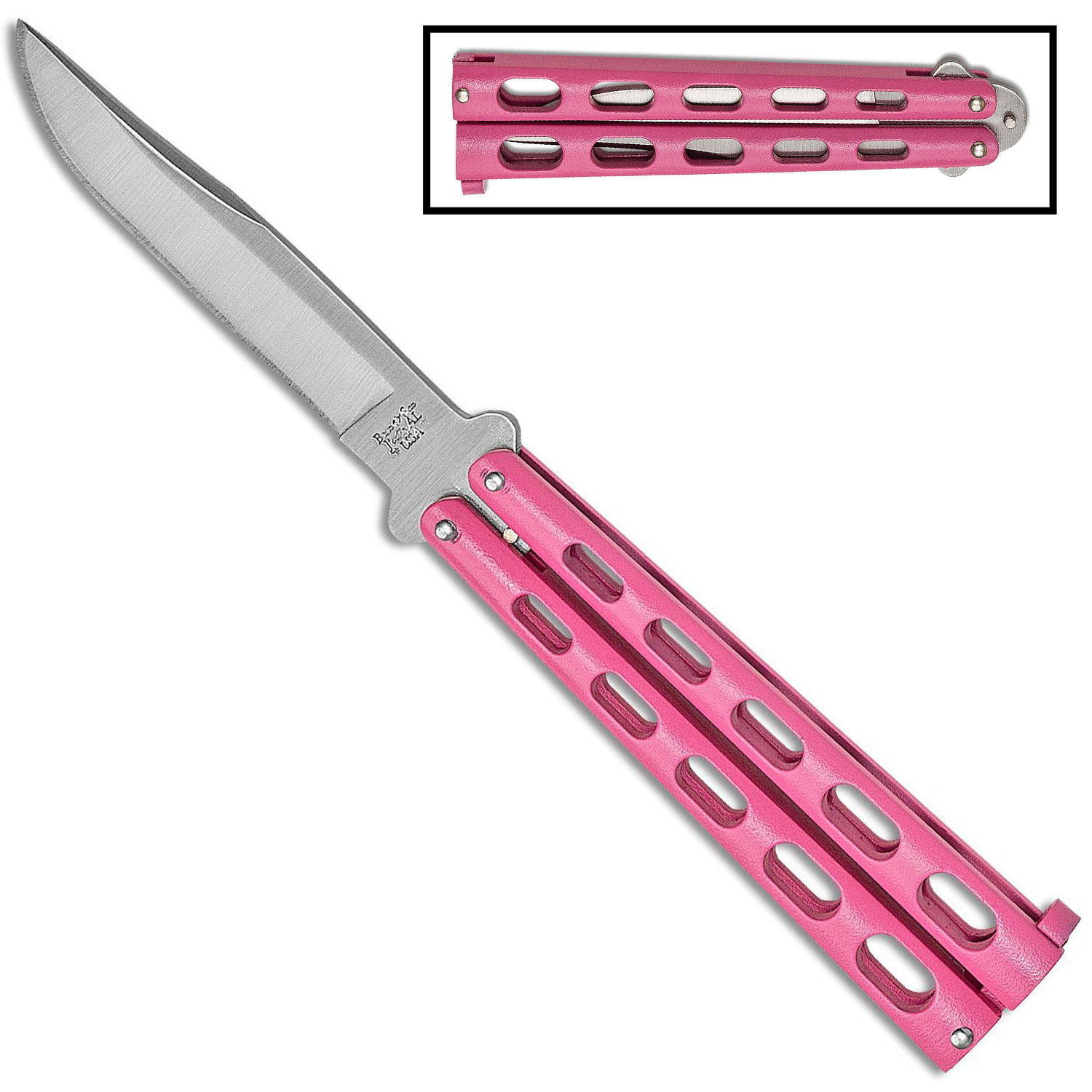Bear and Son 114PK Butterfly Knife Pink Zinc Handles