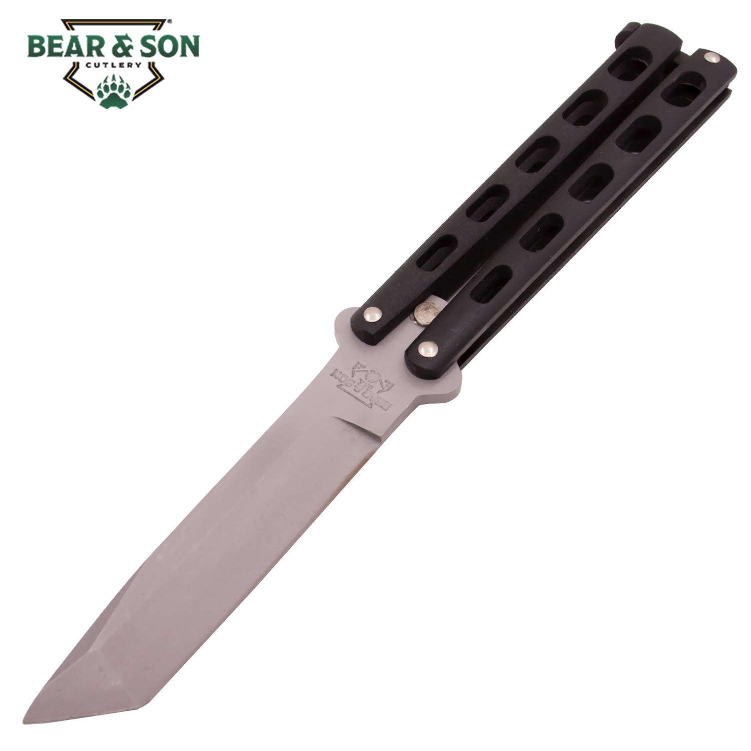 Black 5 Inch Butterfly Knife Tanto Blade