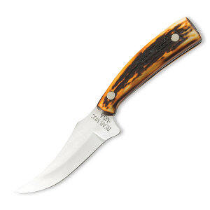 7 1/4" Stag Delran Upswept Skinner w/Leathers heath, BE-753