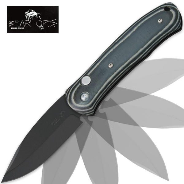 Bear Auto Knife, Drop Point, Black Titanium, X-BE33002
