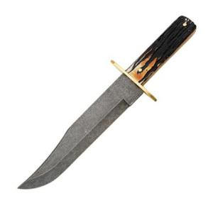 Bowie, Damascus Blade India Stag Bone Handle Leather, BC-502D