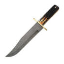 Bowie, Damascus Blade India Stag Bone Handle Leather