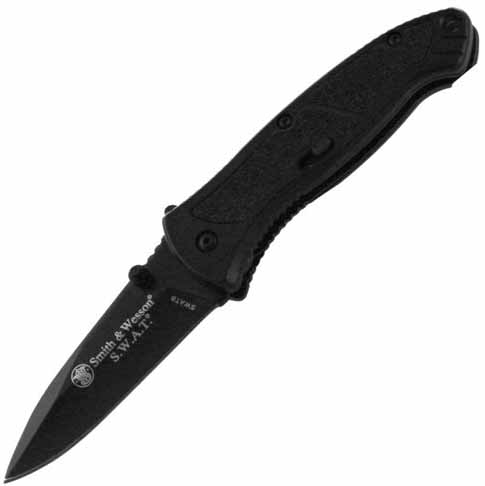 SWAT Magic, Black Aluminum Handle, Black Blade, Plain, SWATB