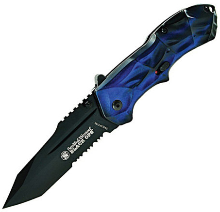 Smith & Wesson Black Ops Blue handle ComboEdge, SWBLOP3TBLS