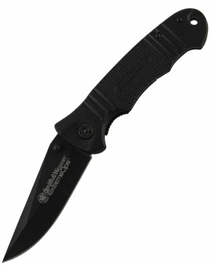 Extreme Ops, Drop Point, Black Handle & Blade, Plain, SWEX1