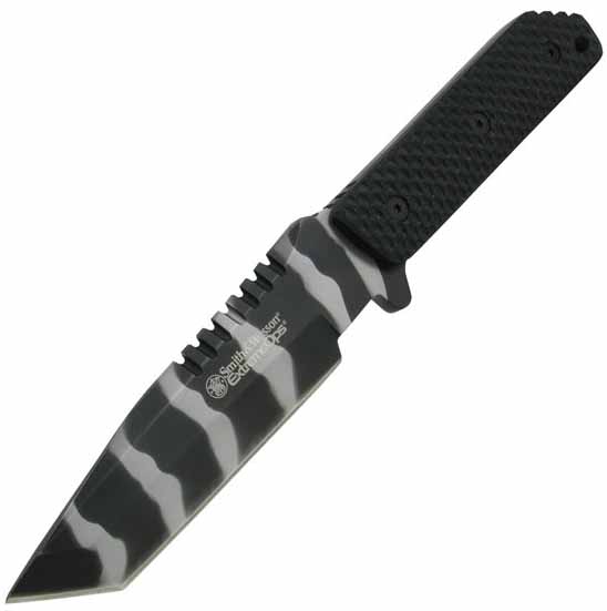 S&W Extreme Ops, G-10 Handle, Tiger Camo Blade, Pl, SWEX4