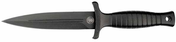 H.R.T. Boot Knife stainless black blade plain leather Sh, SWHRT9B