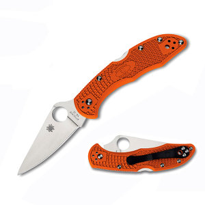 Delica, Flat Ground, Orange FRN Handle, Plain, C11FPOR