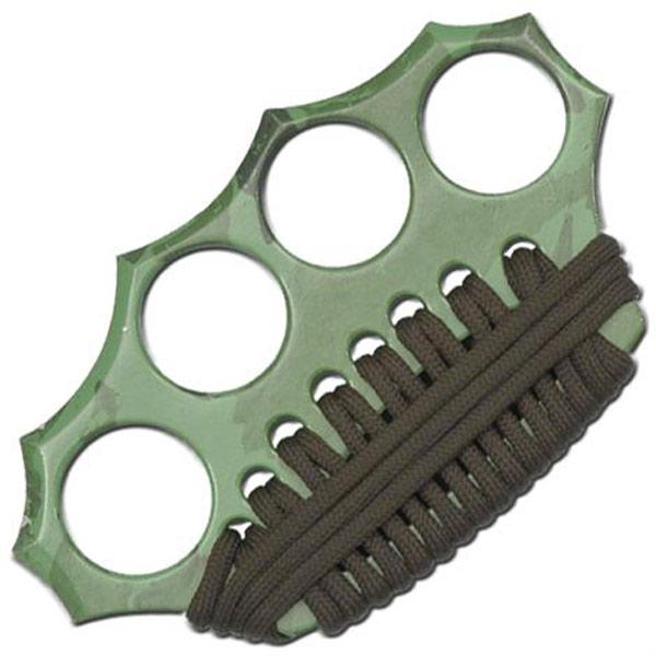 8 Pointed Cord Grip Brass Knuckles, Army Green